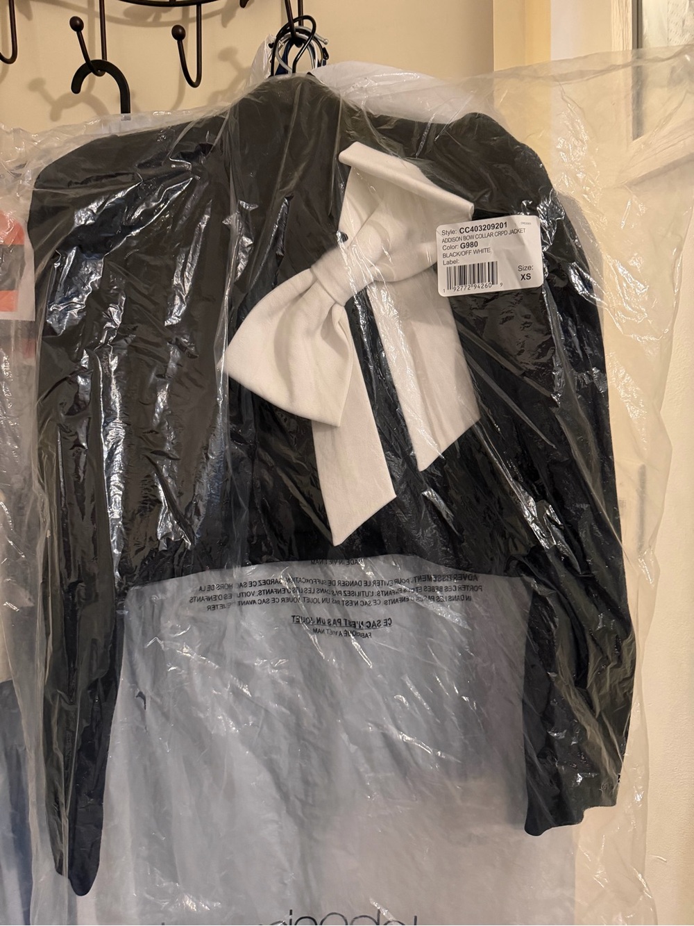 Alice + Olivia Black Jacket with White Piping XS